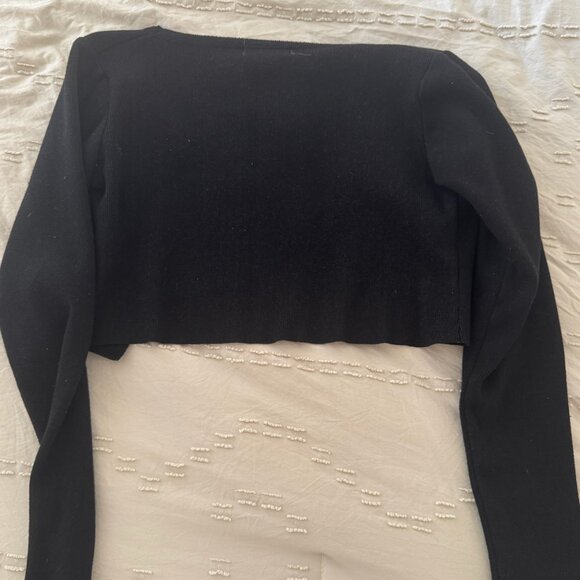 Cropped Black Button-Up Cardigan – Size X/S - Picture 2 of 4